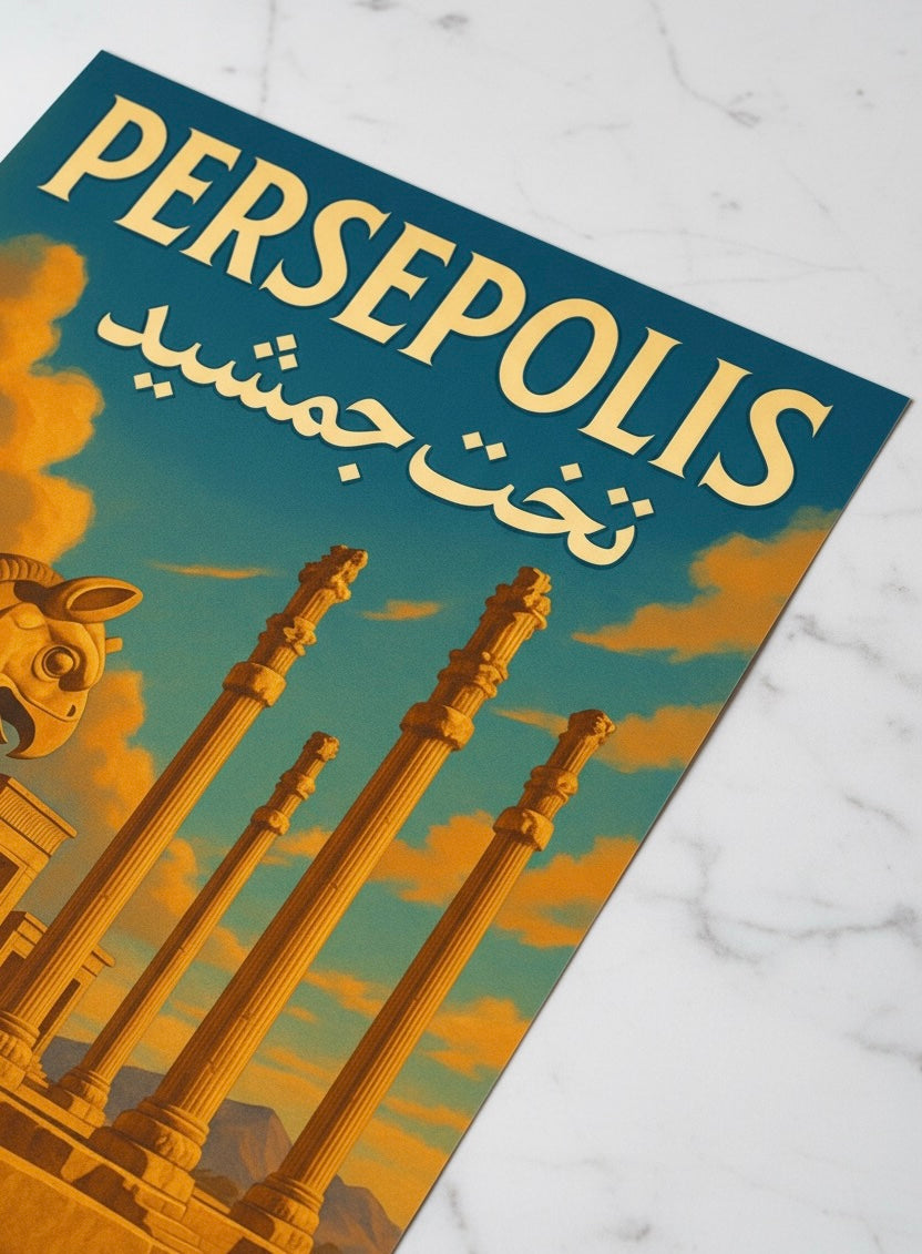 Persepolis Poster | Persian Wall Art Print | Ancient Iran Art | Takhte Jamshid | Vintage Persian Travel Decor