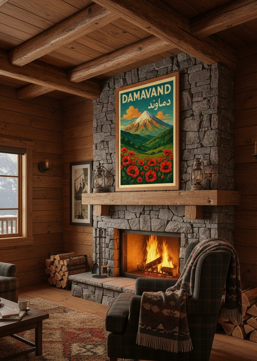 Damavand Print | Persian Wall Art Poster | Alborz Mountains Art | Iran Landscape | Vintage Persian Travel Decor
