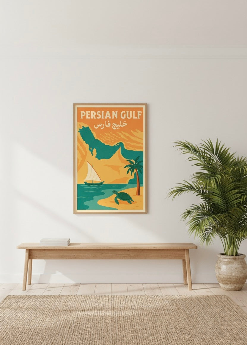 Persian Gulf Print | Persian Wall Art Poster | Khaleej Fars Art | Kish & Qeshm Island Decor | Vintage Persian Travel and Iran Coastal Print