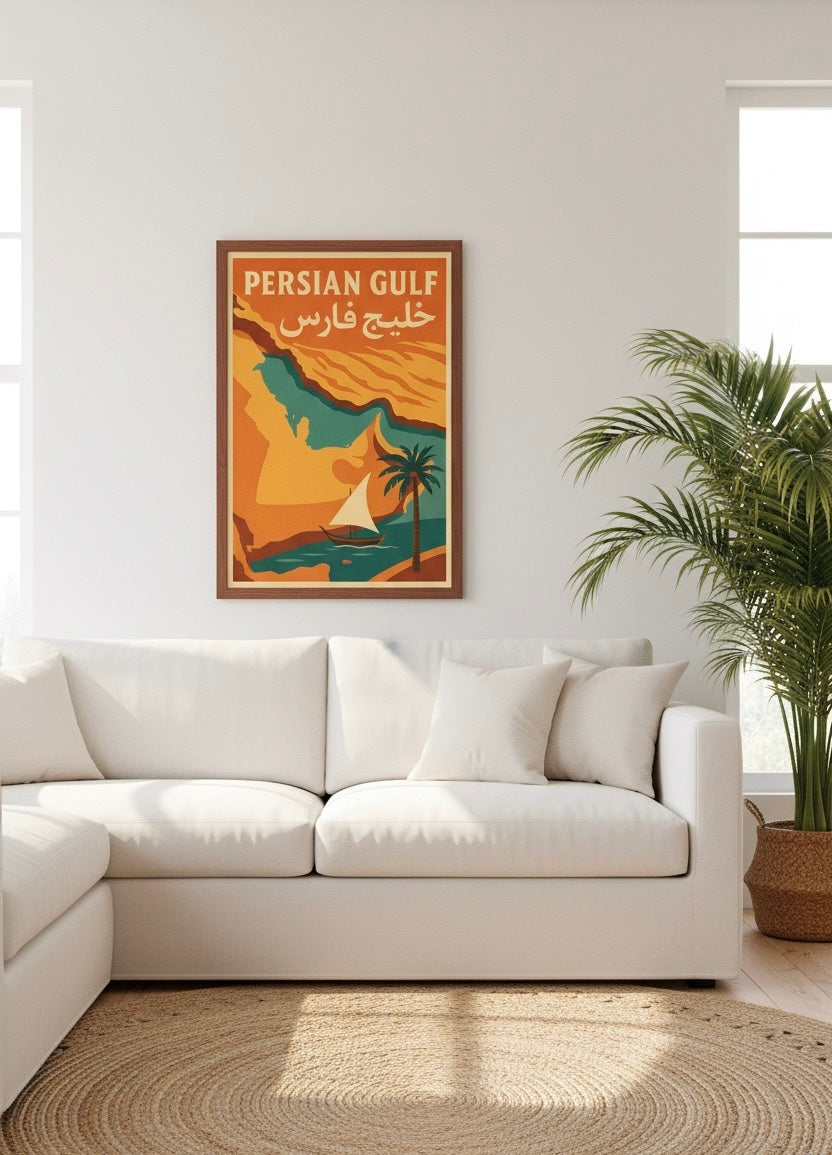 Persian Gulf Travel Poster | Khaleej Fars Wall Art | Bushehr & Bandar Abbas Decor | Persian Coastal Print | Beach House Art