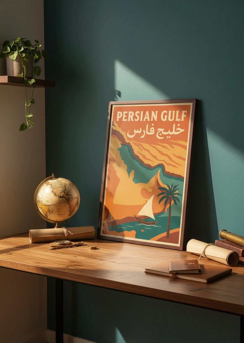 Persian Gulf Travel Poster | Khaleej Fars Wall Art | Bushehr & Bandar Abbas Decor | Persian Coastal Print | Beach House Art