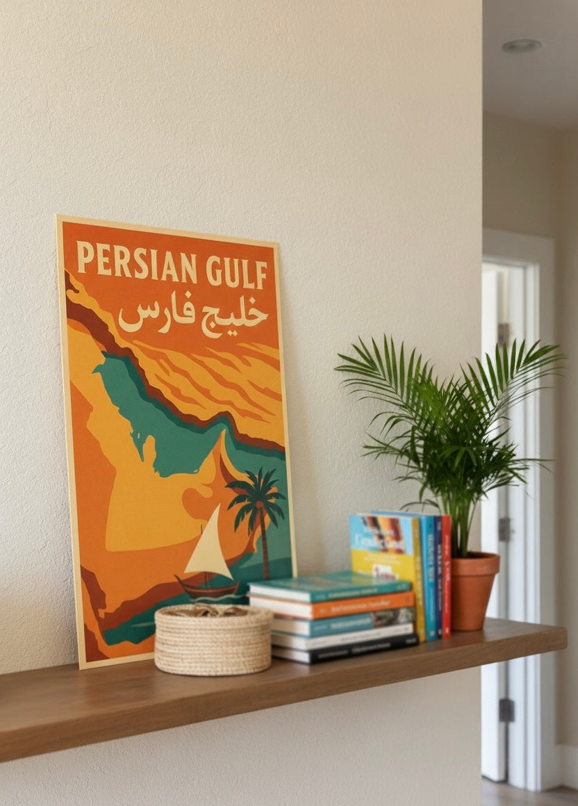 Persian Gulf Travel Poster | Khaleej Fars Wall Art | Bushehr & Bandar Abbas Decor | Persian Coastal Print | Beach House Art