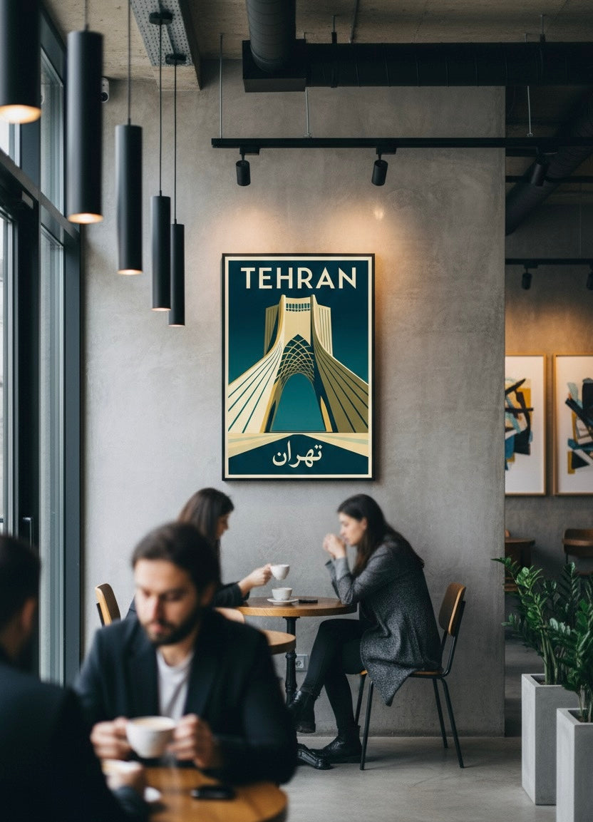 Tehran Print | Persian Wall Art Poster | Azadi Tower Art Deco | Modern Persian Print | Iranian City Art | Minimalist Travel Decor