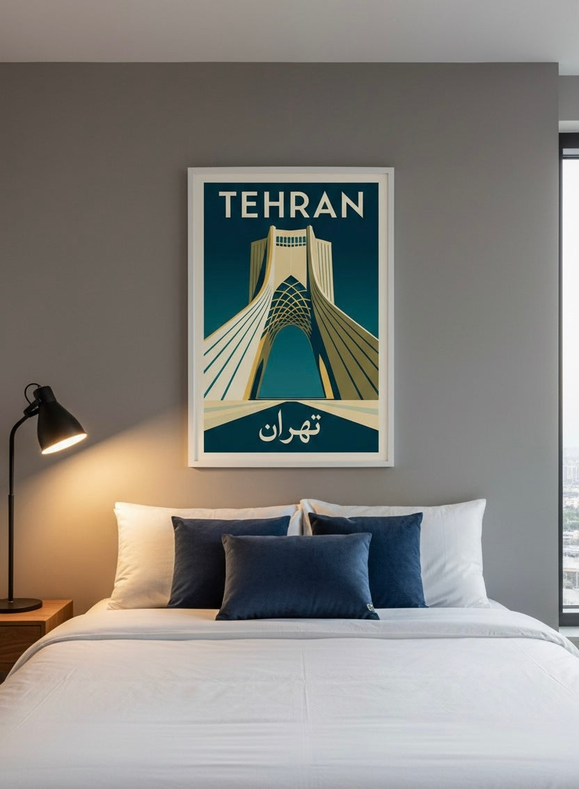 Tehran Print | Persian Wall Art Poster | Azadi Tower Art Deco | Modern Persian Print | Iranian City Art | Minimalist Travel Decor