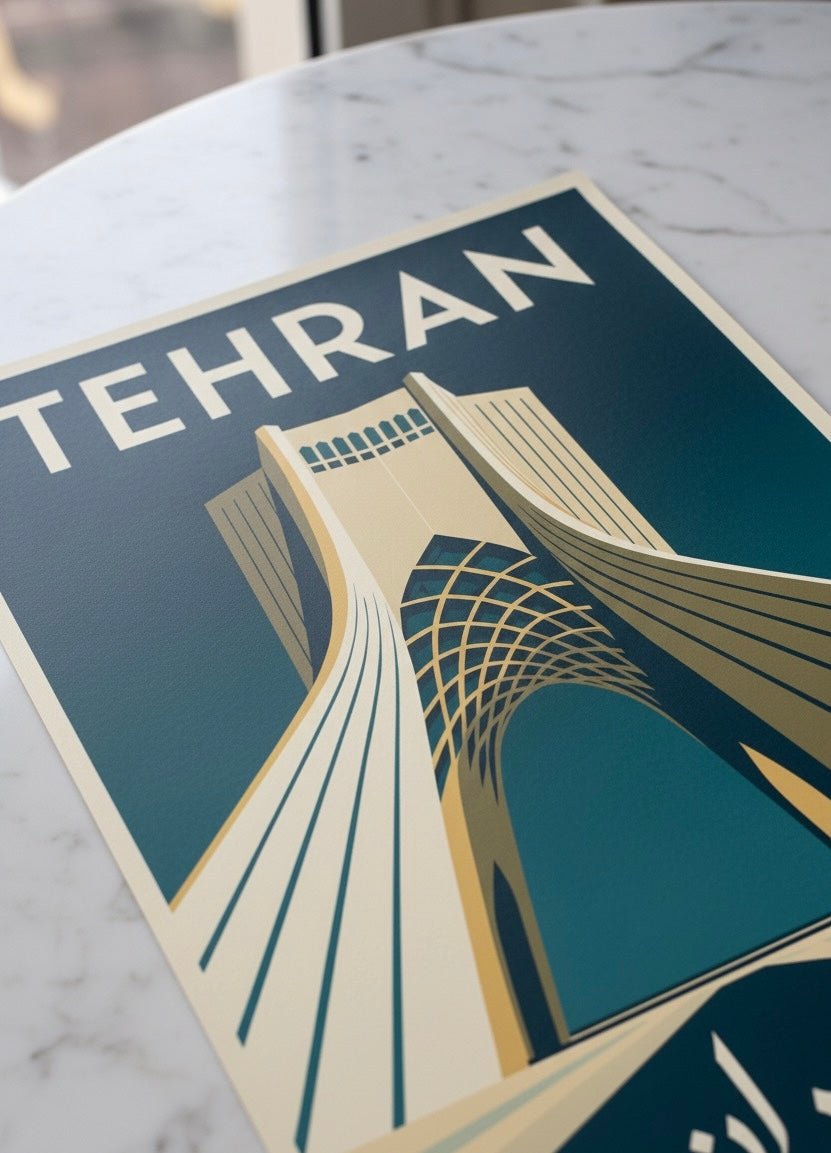 Tehran Print | Persian Wall Art Poster | Azadi Tower Art Deco | Modern Persian Print | Iranian City Art | Minimalist Travel Decor