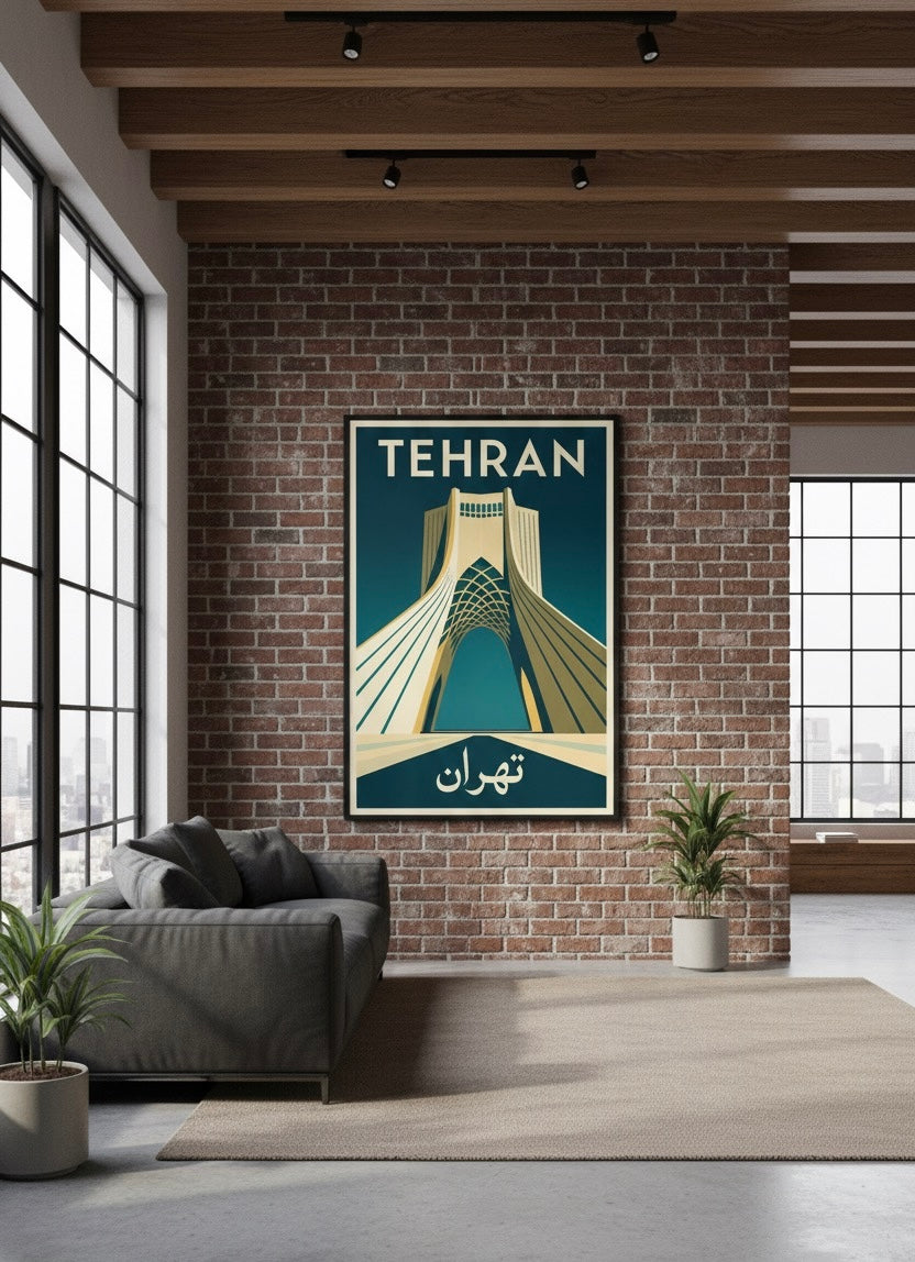 Tehran Print | Persian Wall Art Poster | Azadi Tower Art Deco | Modern Persian Print | Iranian City Art | Minimalist Travel Decor