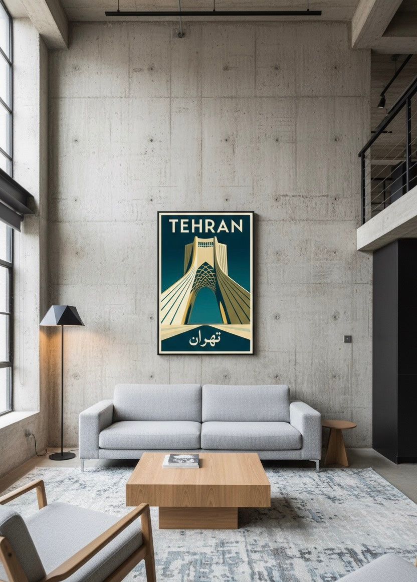 Tehran Print | Persian Wall Art Poster | Azadi Tower Art Deco | Modern Persian Print | Iranian City Art | Minimalist Travel Decor