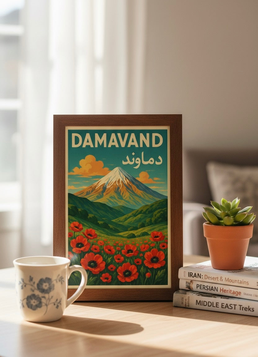 Damavand Print | Persian Wall Art Poster | Alborz Mountains Art | Iran Landscape | Vintage Persian Travel Decor
