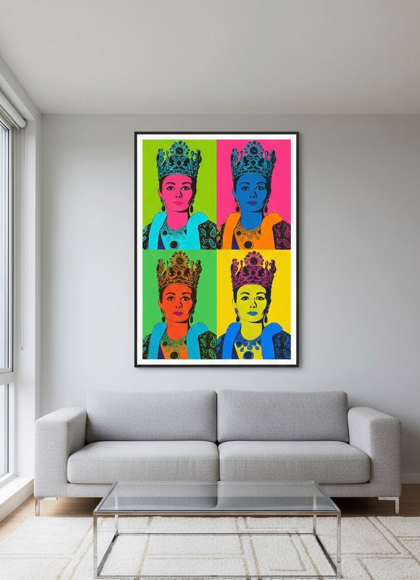 Farah Pahlavi Pop Art Print | Persian Wall Art | Andy Warhol Style Poster | Pahlavi Era Art | Iranian Empress