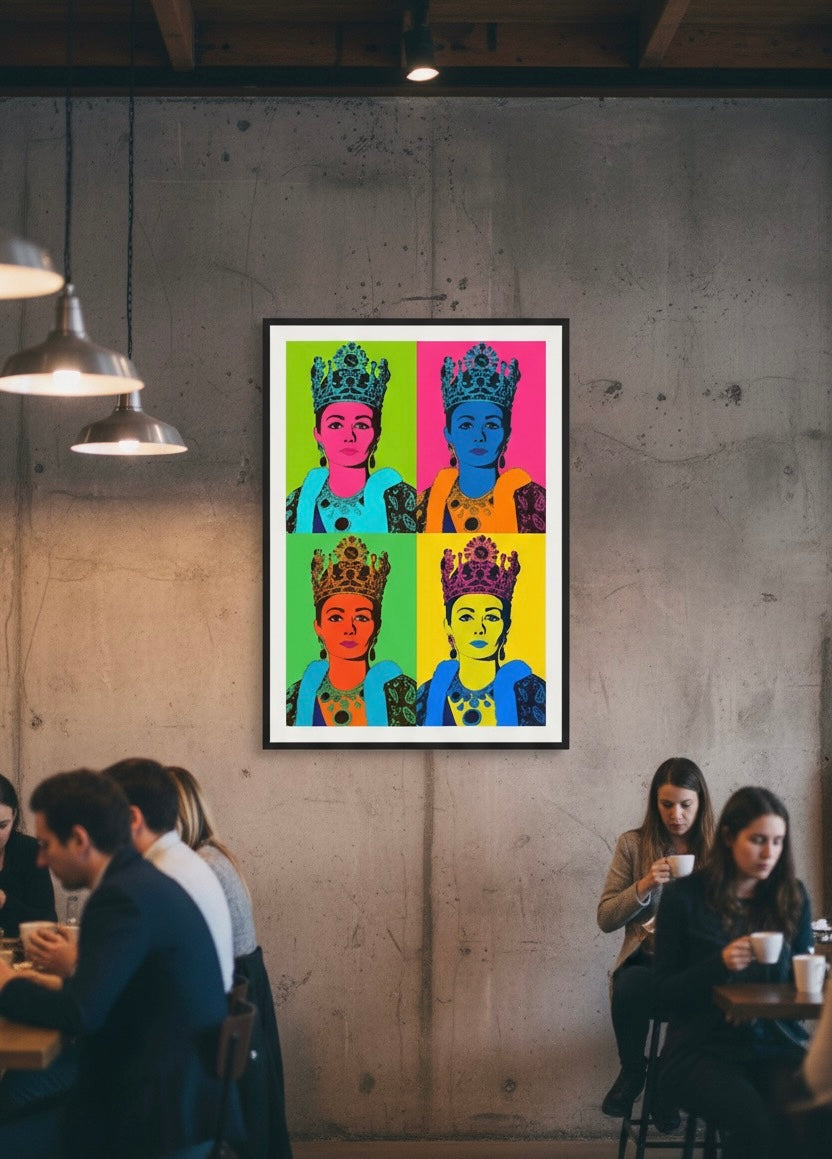 Farah Pahlavi Pop Art Print | Persian Wall Art | Andy Warhol Style Poster | Pahlavi Era Art | Iranian Empress