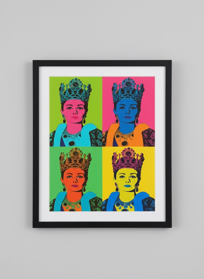 Farah Pahlavi Pop Art Print | Persian Wall Art | Andy Warhol Style Poster | Pahlavi Era Art | Iranian Empress