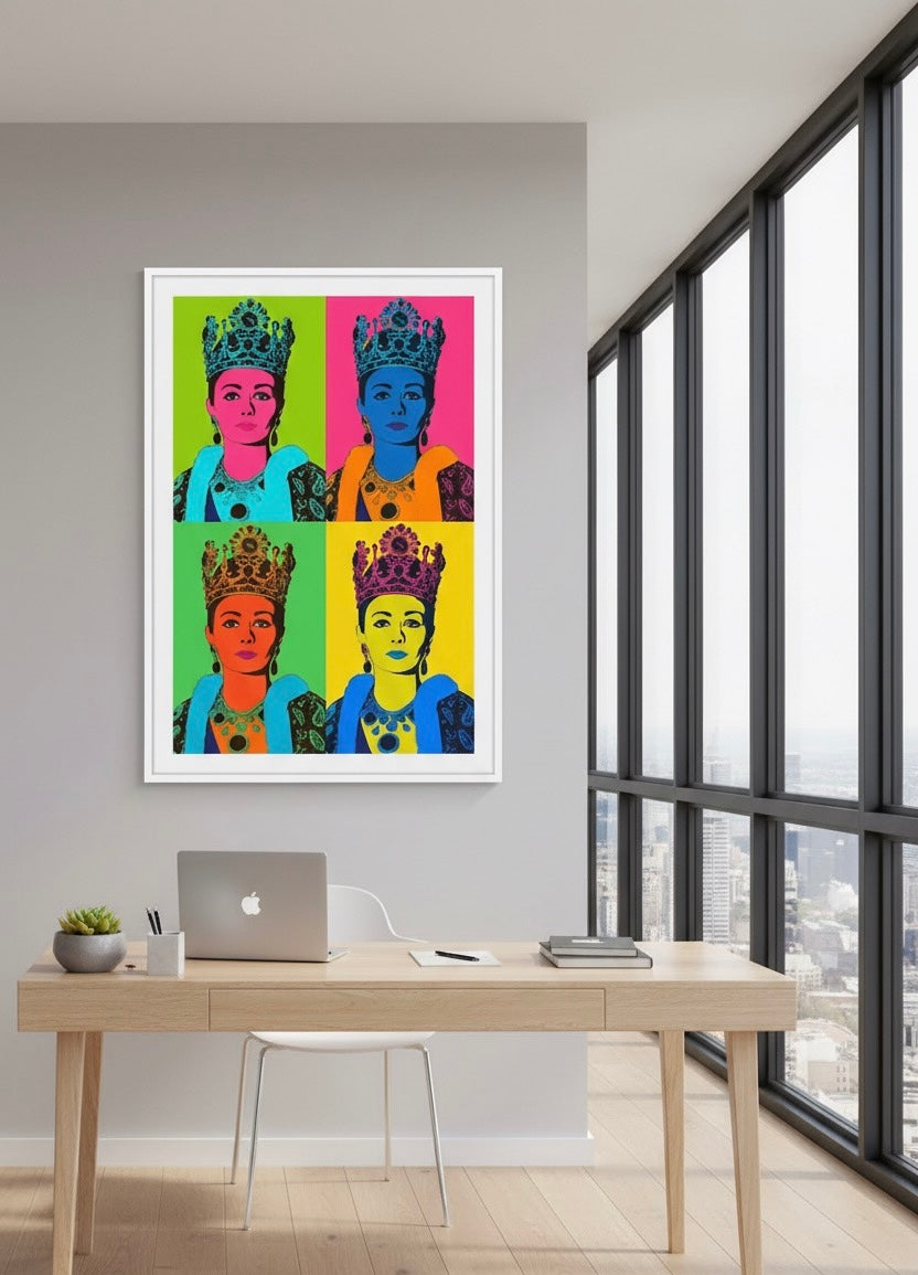 Farah Pahlavi Pop Art Print | Persian Wall Art | Andy Warhol Style Poster | Pahlavi Era Art | Iranian Empress