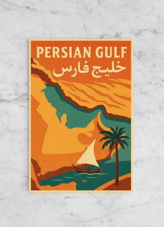 Persian Gulf Travel Poster | Khaleej Fars Wall Art | Bushehr & Bandar Abbas Decor | Persian Coastal Print | Beach House Art