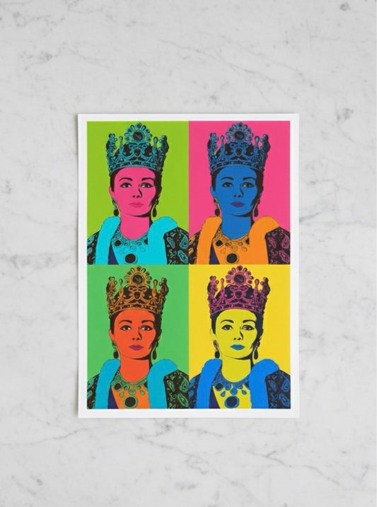 Farah Pahlavi Pop Art Print | Persian Wall Art | Andy Warhol Style Poster | Pahlavi Era Art | Iranian Empress