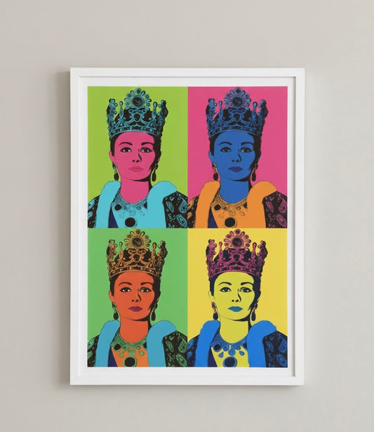 Farah Pahlavi Pop Art Print | Persian Wall Art | Andy Warhol Style Poster | Pahlavi Era Art | Iranian Empress